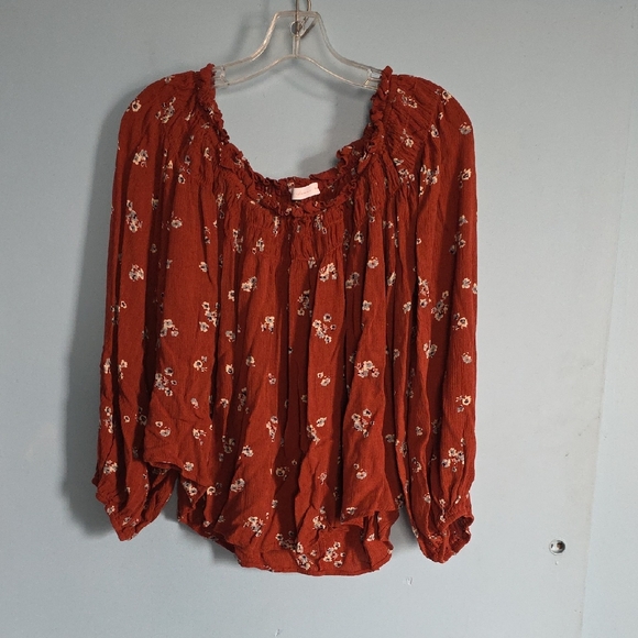 Ces Femme Tops - Ces Femme Rust Floral Blouse - Size Large